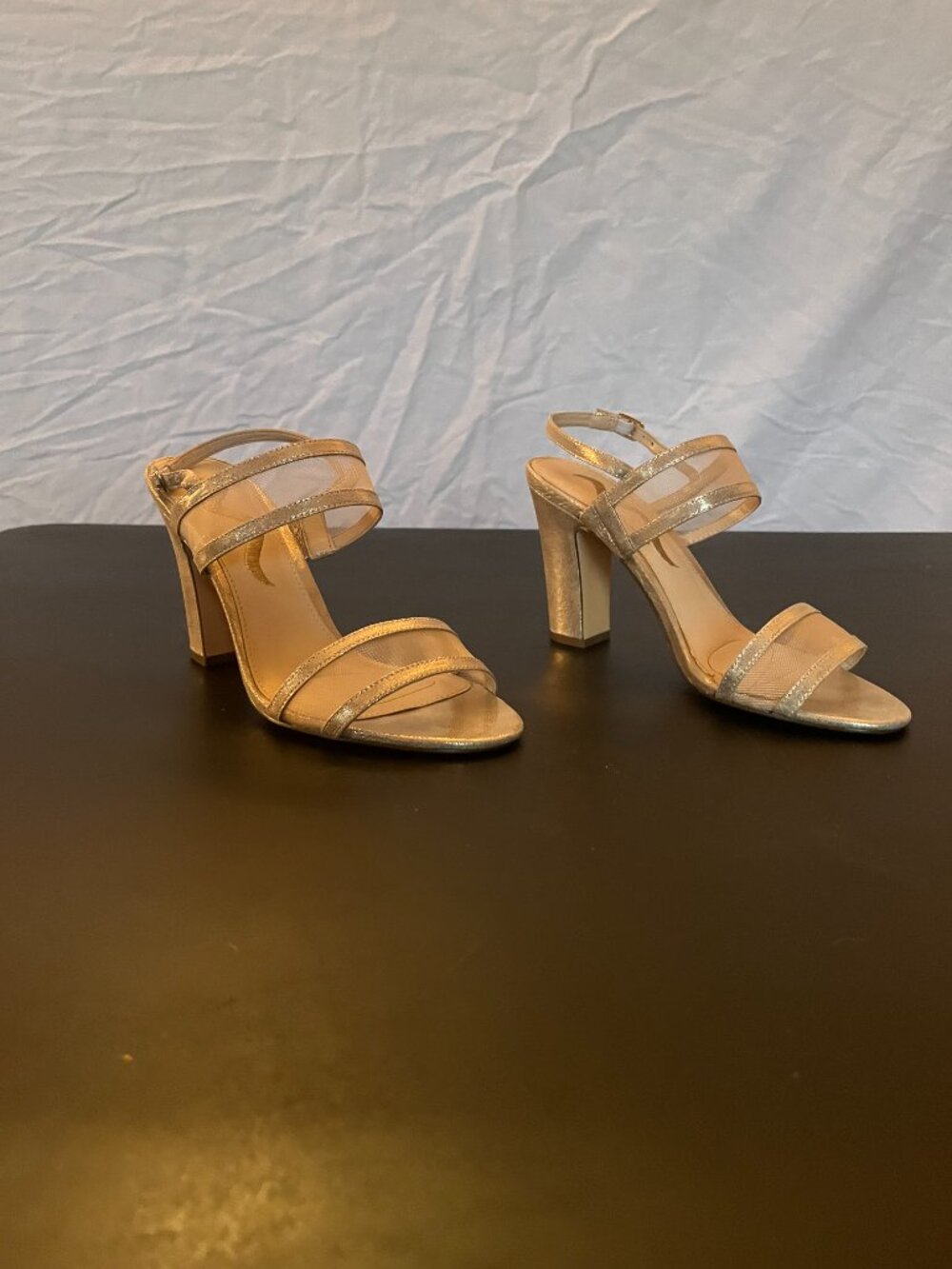 Nina Size 8 Silver and Tan Heels